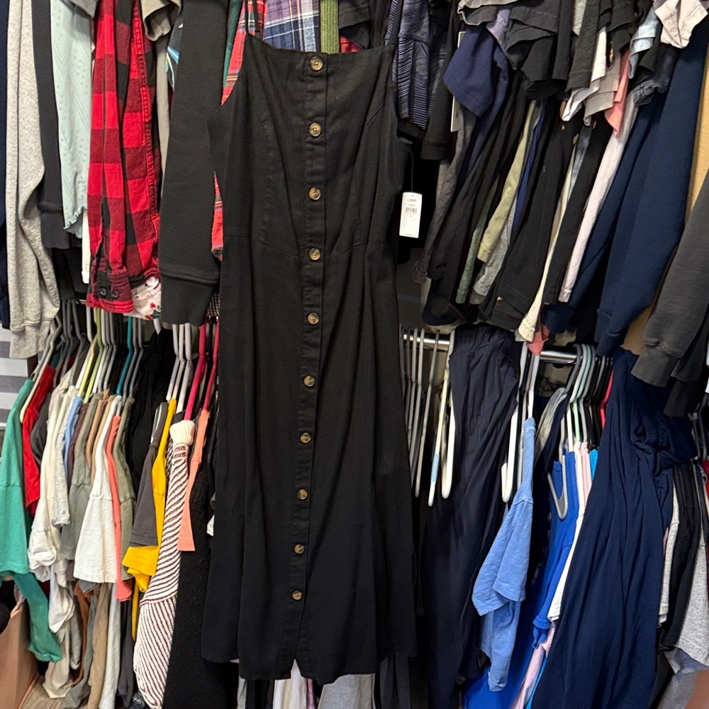 NWT Old Navy Elegant Black Button-Down Dress - small